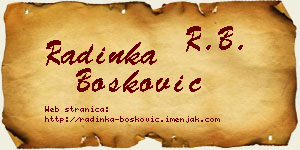 Radinka Bošković vizit kartica